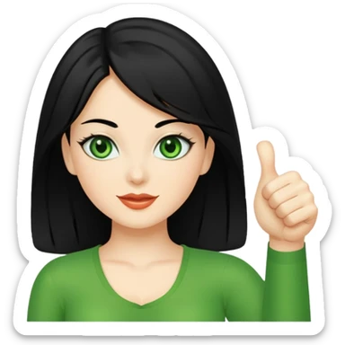Sexy lady with black hair and green eyes thumbs up sticker