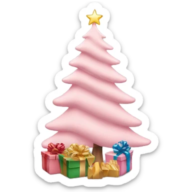 light pink christmas tree with presents sticker