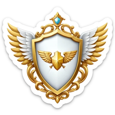 Gold shield with white wings and VIP text in the center sticker