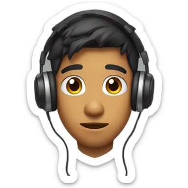 Frowning Indian teen gamer with gaming headphones sticker