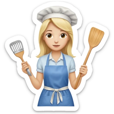 Blonde girl with long hair, cooking , cleaning  sticker