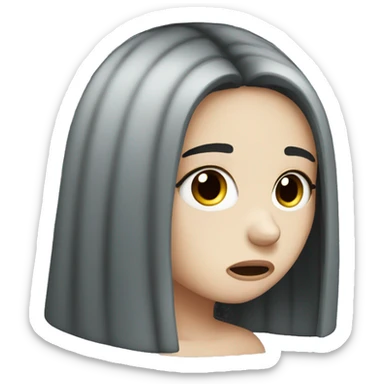 Pale girl with long black hair crying sticker