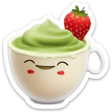 Matcha latte with strawberry on it sticker