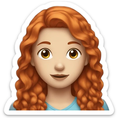 Girl with horse red hair and blue eyes sticker