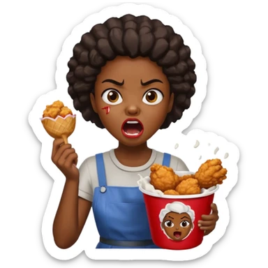 tsion angry black girl ragebait fat running 100 kfc chicken dirty mouth angry bad word sticker