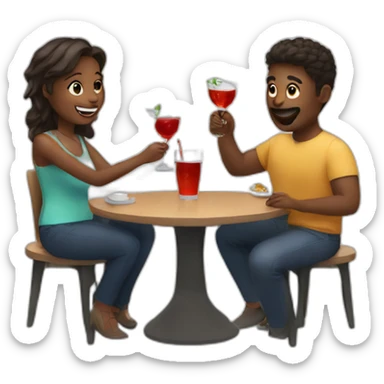 Friends having drinks on a video call sticker