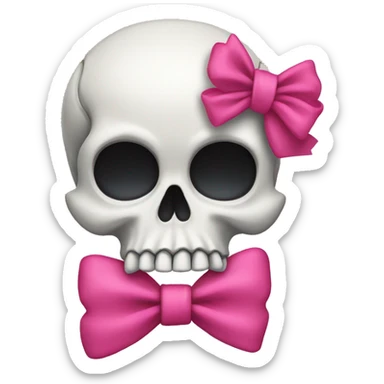 skull with a pink bow on its head sticker
