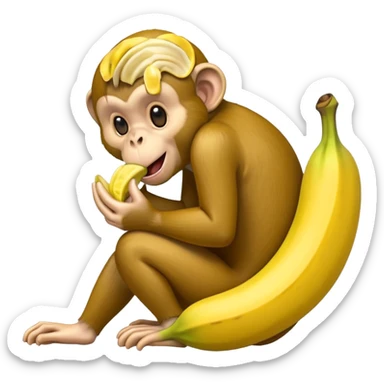 Monkey eating a banana sticker