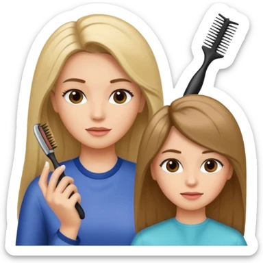 mujer peinandose en la peluqueria sticker