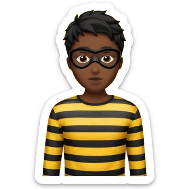 A Robber that just robes a baño that has yellow and black stripes sticker