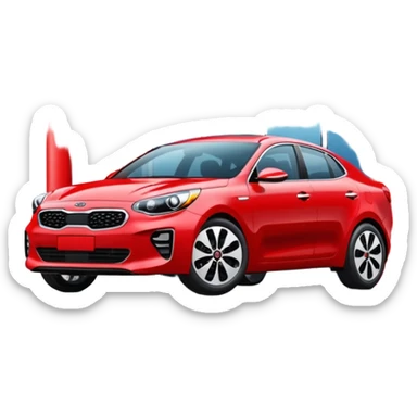red kia car with car wash shop sticker