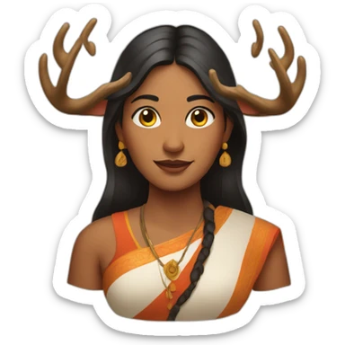 indian woman with antlers sticker