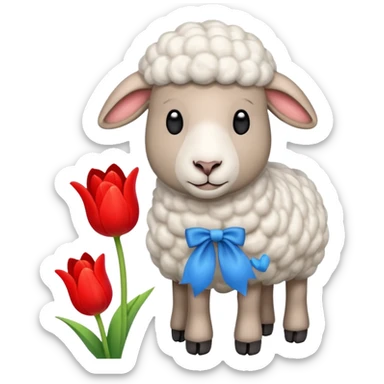 Oveja con un tulipán Al lado sticker