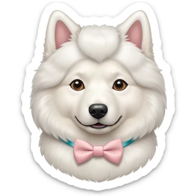 
Samoyed with a pastel bowtie on his neck sticker