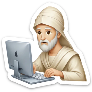 Pythagoras as a philosopher solving problems on a computer sticker