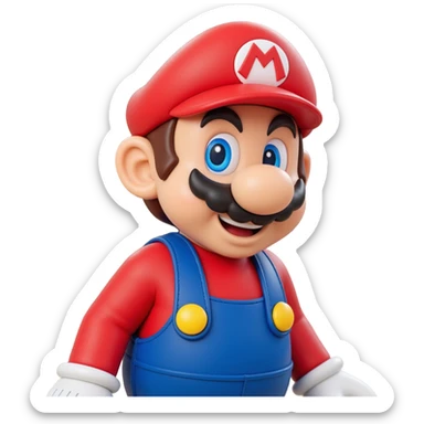 a worker in factoryA 3D-rendered head of a character inspired by Super Mario, facing slightly from front-left to right. The head should include his signature red cap with an ‘M’ sticker
