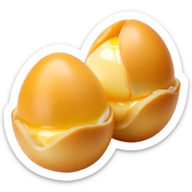 3D rendered traditional Hong Kong 鸡蛋仔 (egg puffs) fresh from mold with steam, distinctive egg-shaped bubbles, vibrant golden yellow, hyper-realistic texture, glossy surface, detailed bubbles sticker