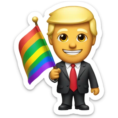 Trump holding rainbow flag  sticker