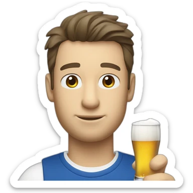 Lacoste white friends man drinking beer with blue polo shirt sticker