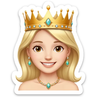 smiling girl outdoors with jewelry wearing a crown sticker