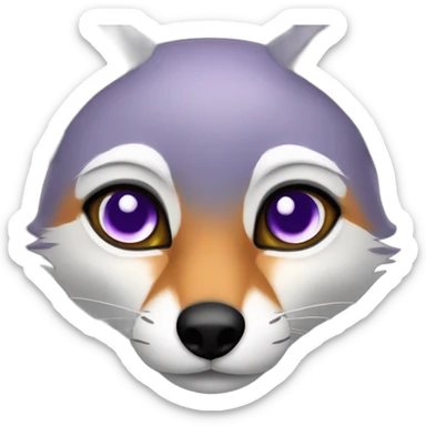 Gray fox, violet eyes. sticker