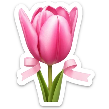 Pink tulips with a withe ribbon sticker
