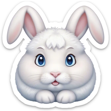 extremely cute fat bunny white blue eyes sticker