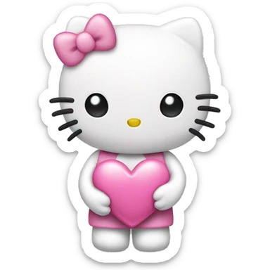 hello kitty holding pink heart sticker