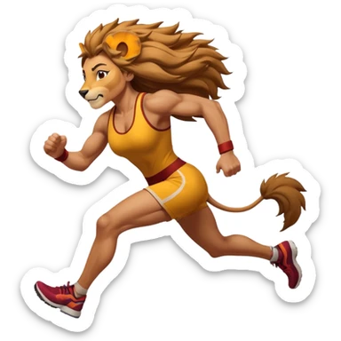 High resolution of a running women lion sticker