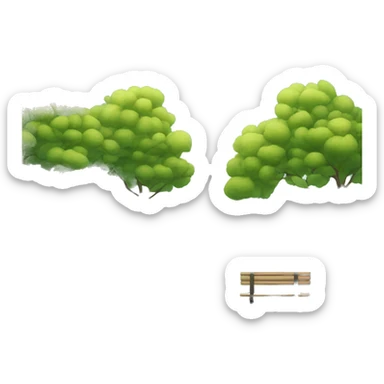 a park with e bench and lake sticker