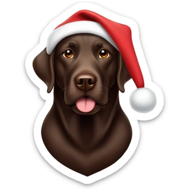 Chocolate Labrador with Santa hat sticker