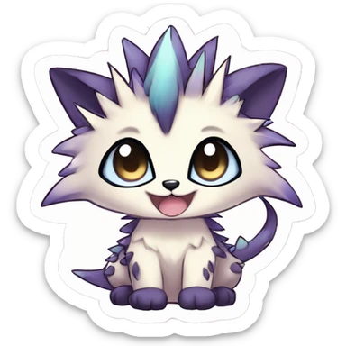 Anthro Scalie Spiky Cool Edgy Magical Shiny Colorful Pastel Sparkle Kemono-style Chibi Fantasy-Animal-Fakémon-Pokémon-Hybrid Fur Sona Aesthetic Full Body sticker