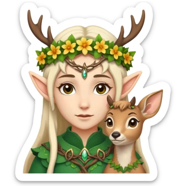 Cute Druid human like elf fawn with elf ears sticker