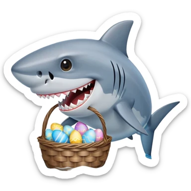 shark with an easter basket sticker