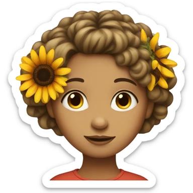 Girl with small red sunflower in her hair  sticker
