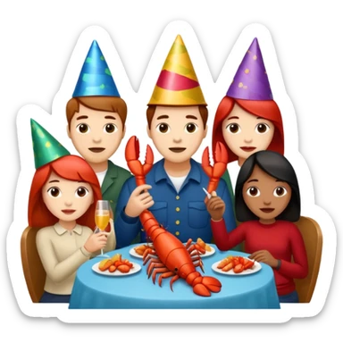 200 people eating lobster at a family party sticker