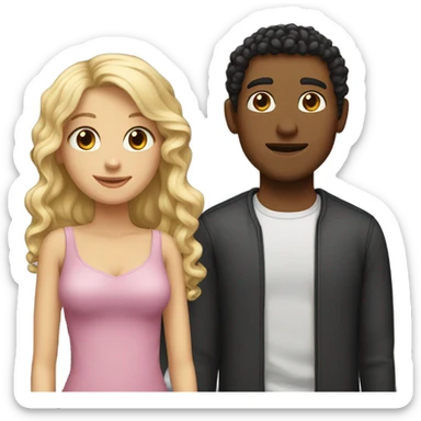 mixed boyfriend with curly dark brown hair and white girl friend with blond hair sticker