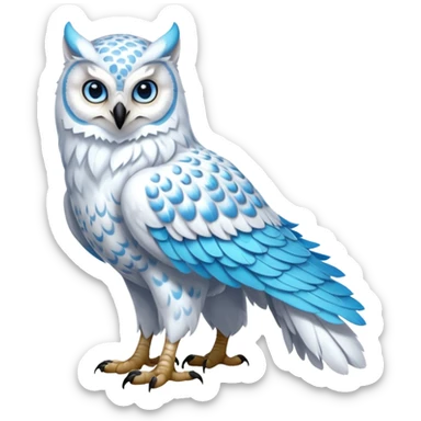 Long-beaked scaly beautiful pretty realistic Gryphon-Griffin-Snow-Leopard-Arctic-Fox-Arctic-Wolf-Snowy-Owl-fusion-hybrid-animal-creature, full body sticker