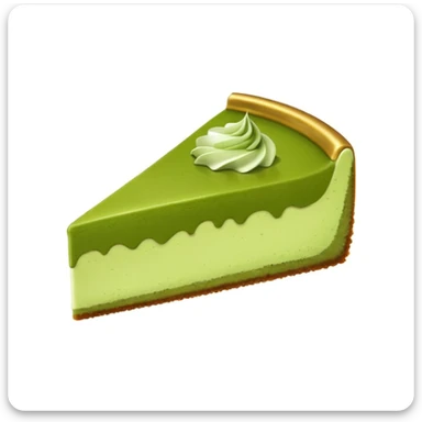 matcha cheesecake slice, golden brown crust, green filling, no text sticker