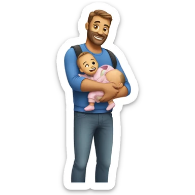 dad with baby in arms sticker