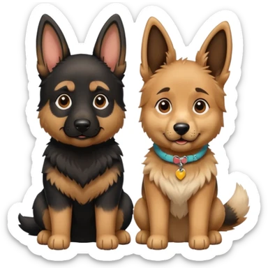 German shepherd boy and girl sticker