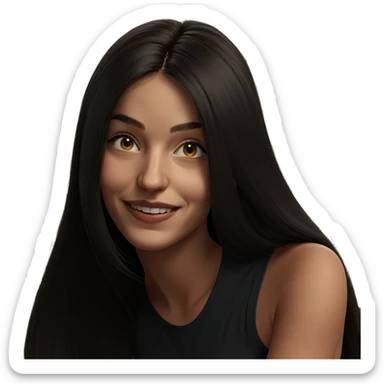 smiling girl with long hair sticker