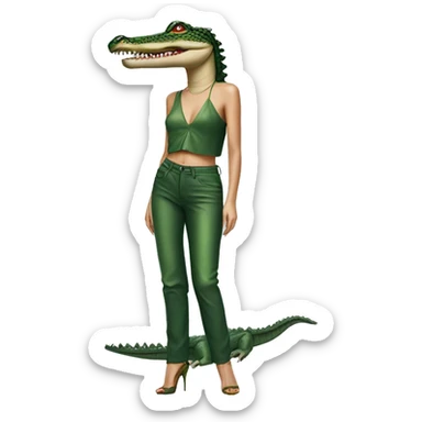 Bella hadid as a crocodile, full body  sticker