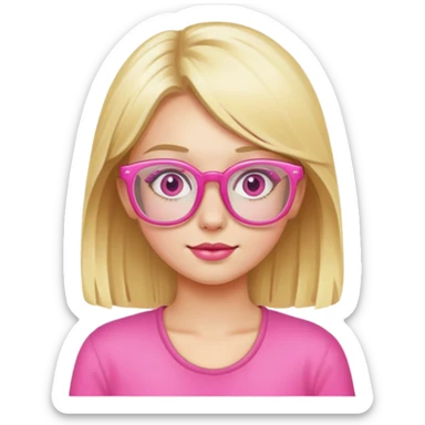 a blonde girl with pink glasses sticker