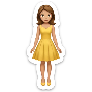 full body Belle with yellow dress and brown hair, showing entire figure from head to feet, minimal style sticker