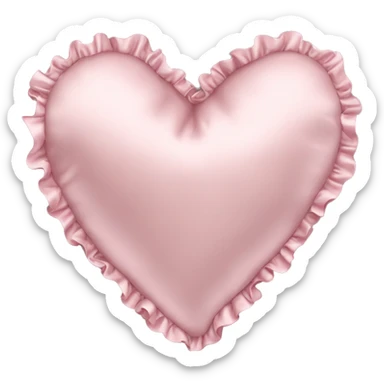 Light pink silk heart shaped pillow with ruffles sticker