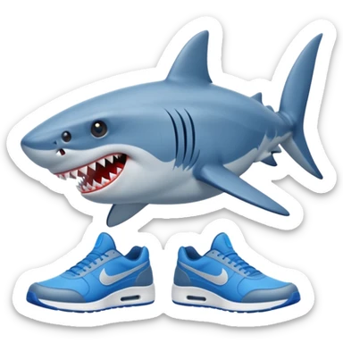 requin avec des nikes bleu sticker