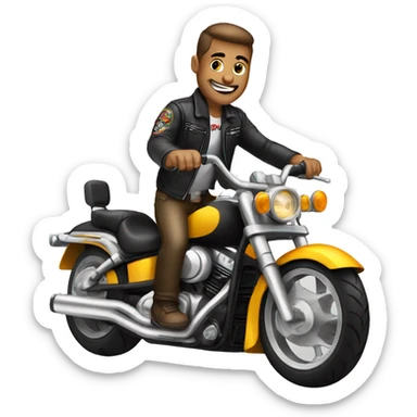 cartoon biker dude on a motorcycle with a transparent background sticker
