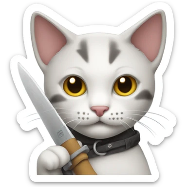 cat with a machete sticker