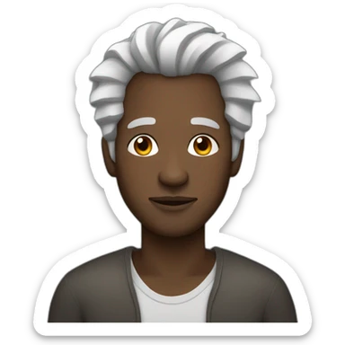 black african man with grey and white hair and a goatie sticker